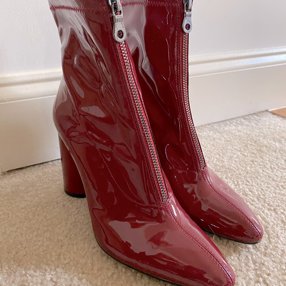 Patent leather chunky boots